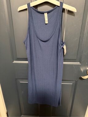 Auden Ribbed Sleeveless Tank Dress in Navy